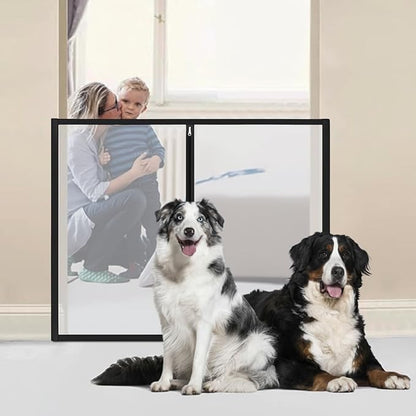32" H x 44" W Dog Screen Mesh Gate Portable Puppy Safety Fence No Drilling Dog Gates Indoor Outdoor Pet Safety Guard Essentials for Stairs Doorways Deck Porch Hallways Patio