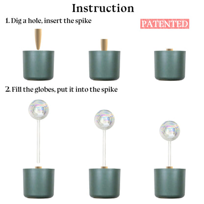 HyJeryty Non-Clogging Iridescent 2 Pack Ball Plant Watering Globes with Terracotta Spikes, Hand Blown Glass Self Watering Planter Insert Plant Watering Devices Bulbs for Indoor and Outdoor Plants
