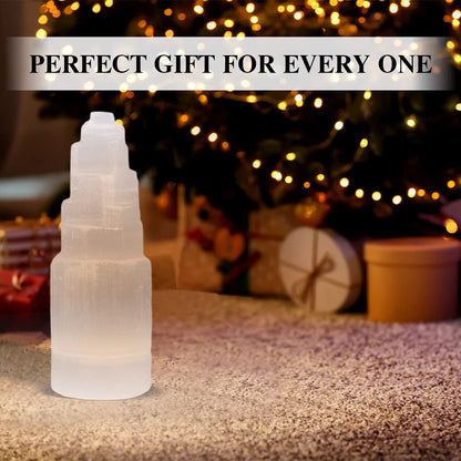 NORTHLANDZ Selenite Crystal Tower 15 cm, High Energy Skyscraper Meditation Stone, Cordless Healing Crystal 2-4 Lbs.