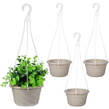 balacoo 6.69 Inch Plastic Hanging Planters with Drainage Holes and Hooks Lightweight Window Planter Pots for Indoor Outdoor Balcony Garden Set of 4 Hanging Baskets