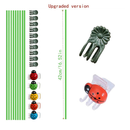 10 Pcs 16.5 Inch Bendable Metal Orchid Plant Support Stakes, Garden Flower Stakes with 15 Clips for Indoor Outdoor Potted Plants, Stem Support for Amaryllis Tomatoes Zinnias & More Flowers