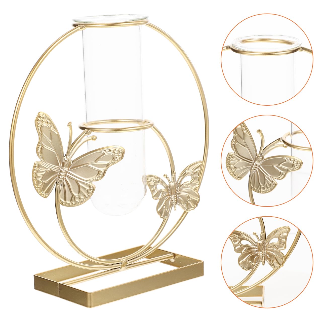 RORPOIR Hydroponic Flower Pot Clear Glass Vase with Butterfly Pattern 8.26X7.87X2.95In Decorative Desktop Planter for Home Wedding Party Centerpiece