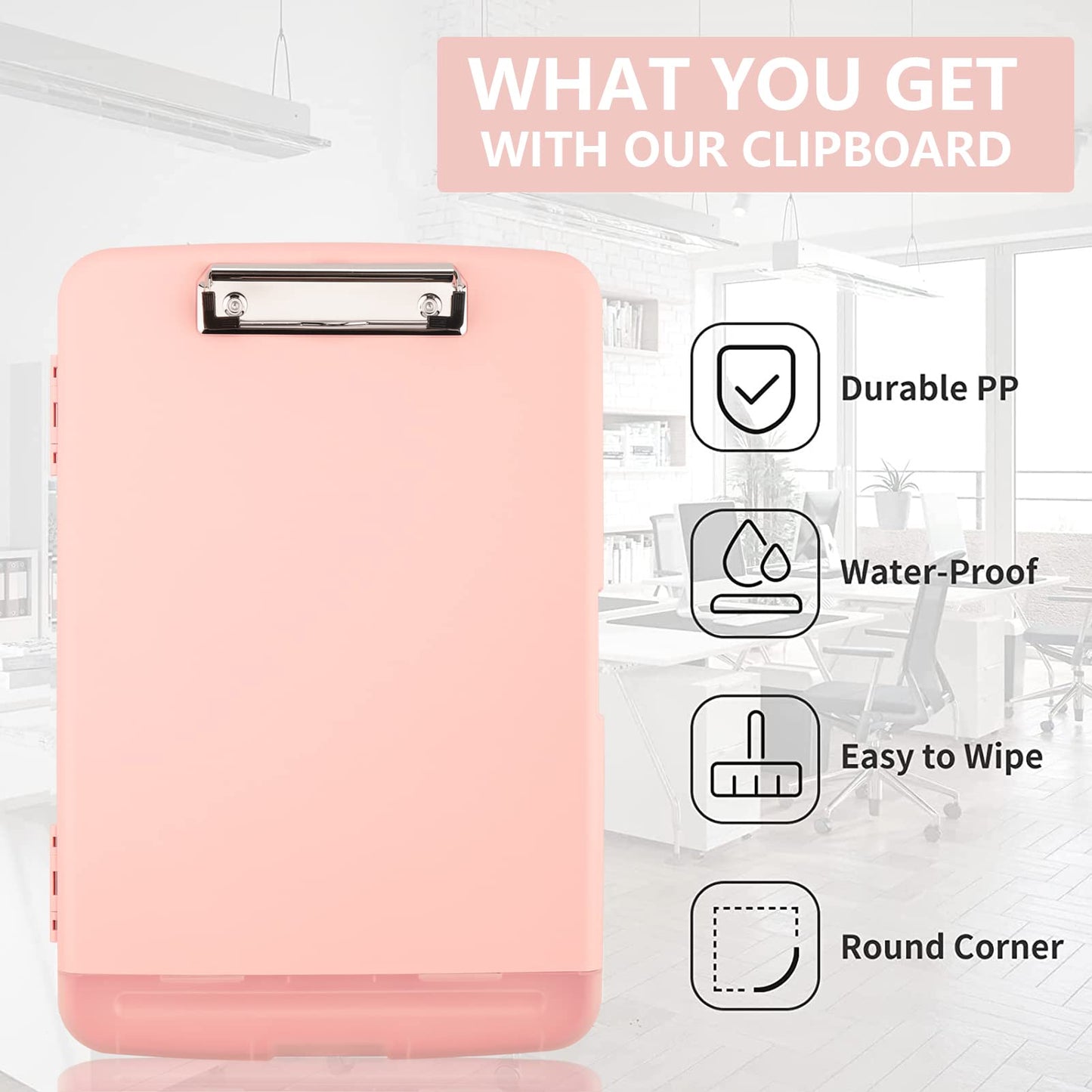 SFLHHDM Plastic Clipboard with Storage, High Capacity Clip Boards 8.5x11 with Storage, Heavy Duty Nursing Clipboard Folder, Cute Clipboards, Letter A4 Size Clipboards with Storage for Teachers, Nurse
