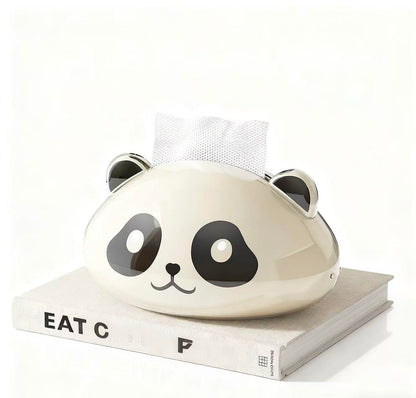 Desktop Tissue Holder,Cute Tissue Box Cover,Black-and-White Animal Pattern Design,Ideal for Office Or Living Room Napkin Storage