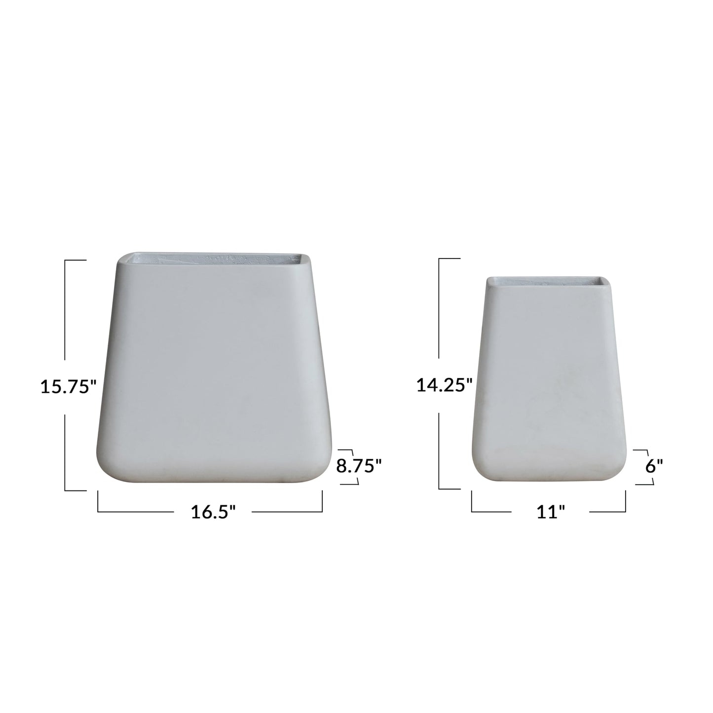 Creative Co-Op 2-Piece Cement Composite Square Planters, White