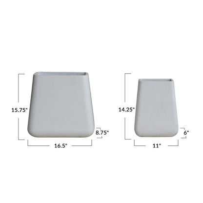 Creative Co-Op 2-Piece Cement Composite Square Planters, White
