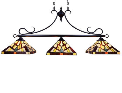 Chloe Lighting Vincent Mission Tiffany-Style Island Pendant 3 Light 47in Wide Multicolor Glass Model CH3T523BM47-IL3