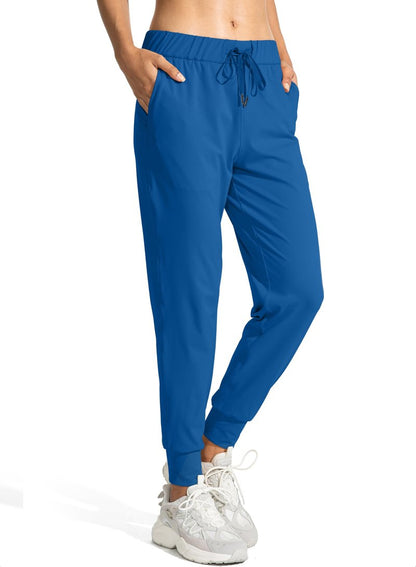 SANTINY Joggers for Women Lightweight Running Drawstring Sweatpants Workout Travel Yoga Athletic Womens Lounge Pants with Pockets(Blue_L)