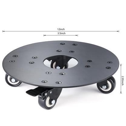 YUjieSTC Plant Stand with Wheels,3.0mm Thick Aluminum Alloy Plant Caddy with Wheels Heavy Duty, Rolling Plant Stand Holds 12 Inch and 500lbs(Black)