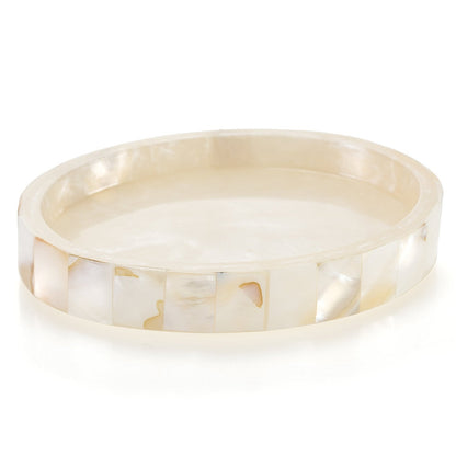Milano Soap Dish for Bathroom - Decorative Dry Bar Holder Finished in Beautiful Mother of Pearl - Durable Resin Design - Best Dishes for Sink/Bath/Shower/Bathtub Decor
