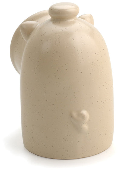 RSVP International Stoneware Salt Pig and Spoon Set, Wide Mouth, Dishwasher Safe, 3x3.25x5", Oatmeal