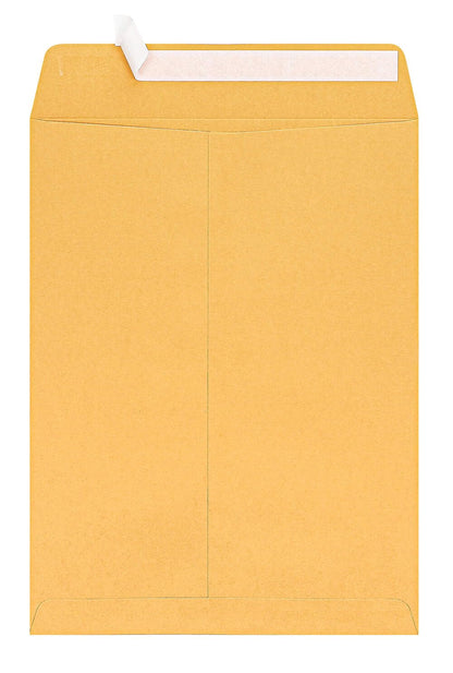 Catalog Envelopes (Open End), Brown Kraft, 28 Pound. 100 Per Pack. (Peel And Seal, 9"x12")
