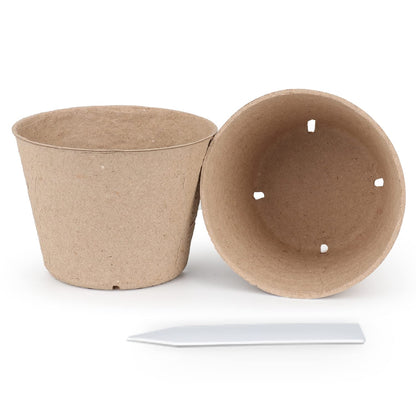 homenote Peat Pots, 4 Inch Seed Starting Pots with Drainage Holes Round(120 Pcs) with 4 Inch Plastic Plant Labels Waterproof Plant Tags(200 Pcs)