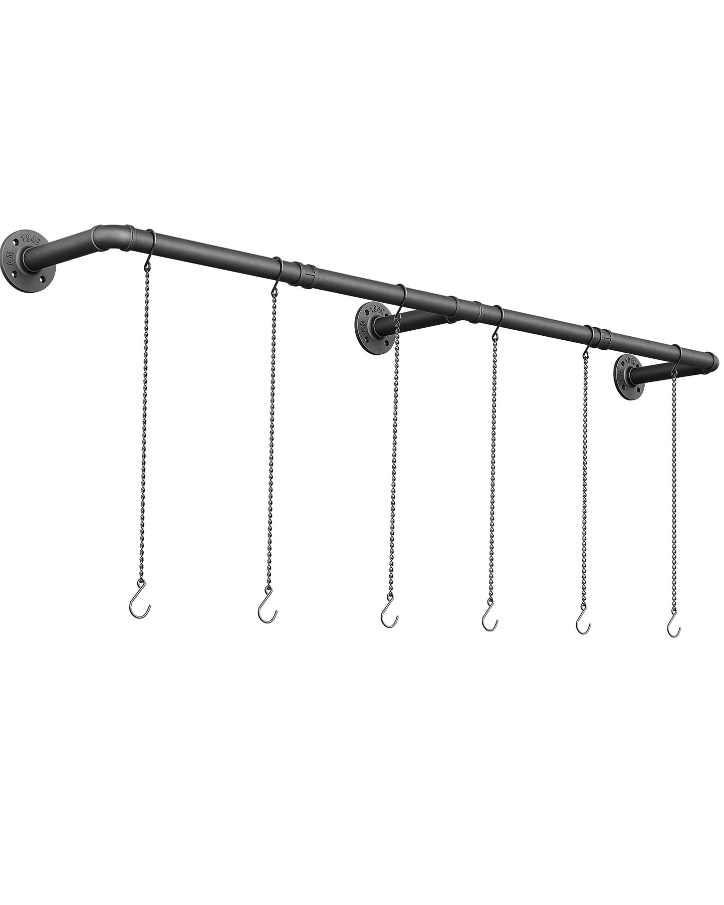 SOFITORG Plant Haning Rod, Hanging Planters for Indoor Plants with 6 Chains, Wall Plant Hanging Bar for Window Celling, 65.7 Inch, Metal Black, Pots Not Included