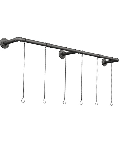 SOFITORG Plant Haning Rod, Hanging Planters for Indoor Plants with 6 Chains, Wall Plant Hanging Bar for Window Celling, 65.7 Inch, Metal Black, Pots Not Included