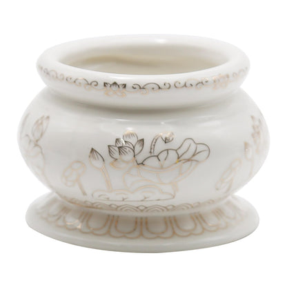 Zreneyfex 4 Inches White Ceramic Incense Small Burner Pot for for Meditation, Prayer & Yoga for Praying Buddha Tibetan Buddhist Altar Incense Censer