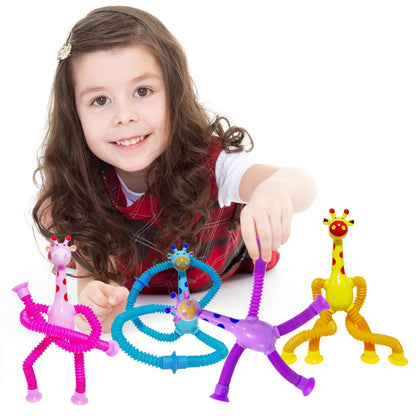 16 PCS Telescopic Suction Cup Giraffe Sensory Toys, Pop Tube Fidget Toys Bulk for Toddlers, Kids Travel, Easter Basket Stuffers, Party Favors Birthday Gifts for Boys Girls