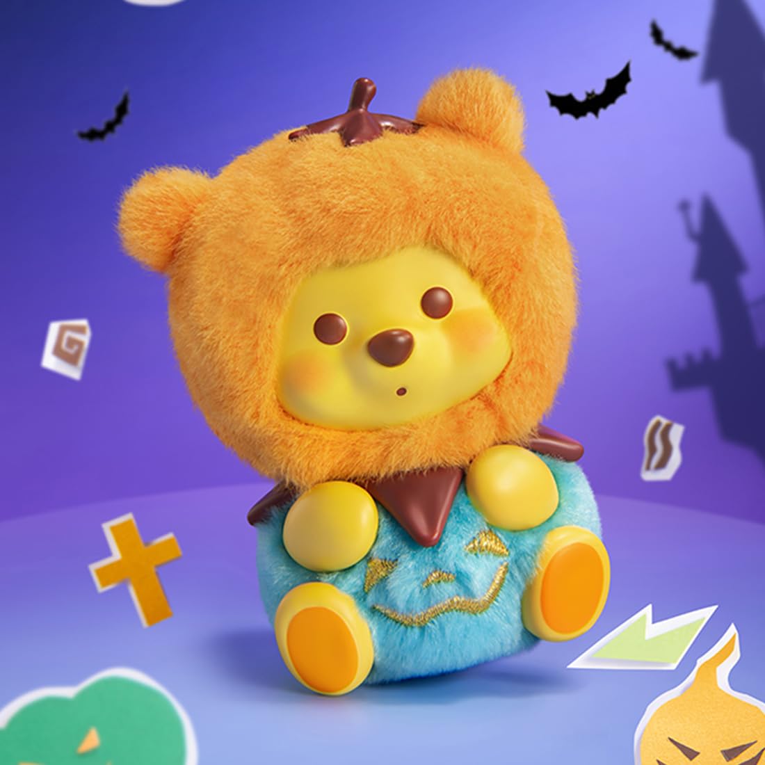 MINISO Disney Winnie The Pooh Pumpkin Night Pocket Monster Blind Box Figurine - Surprise Collectible Vinyl Figures, Cute Autumn Halloween Collectible for Home Decor, Gifts, Display (Single Box)