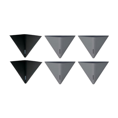 LaLaGreen Bundle - 12" x 2 Pack Black + 12" x 4 Pack Gray Large Self Watering Geometric Hanging Flower Vase Vessel with Metal Hanger, Modern Stylish Wall Mounted Succulent Pot Holder Decor