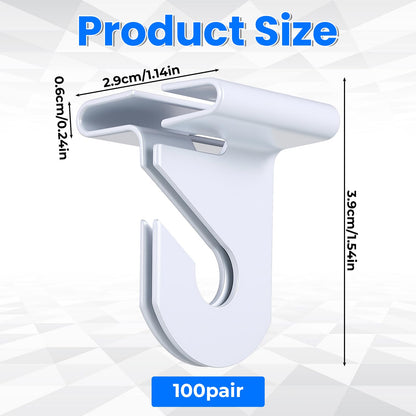 SHENLIU 100 Pair Drop Ceiling Hooks for Classrooms, White Heavy Duty Metal T-Bar Hooks Suspended Ceiling Tile Hook Clips Hold up to 20 Lbs for Home School Grid Office Plants Decorations
