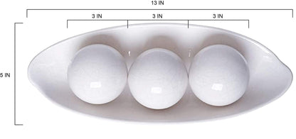Hosley Decorative Bowl and Orb Set. Ideal GIFT for Weddings Special Occasions and for Decorative Centerpiece in Your Living Dining Room O3 (Crackle Ivory)