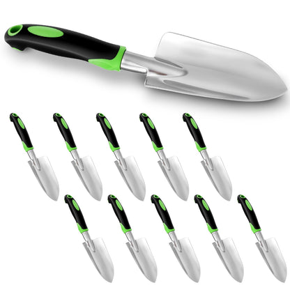 10 Pcs Garden Shovel Aluminum Alloy Heavy Duty Trowel Garden Tool Small Shovels for Digging Metal Hand Trowel Spade with Soft Handle for Lawn Yard Farm Home Shop Planting