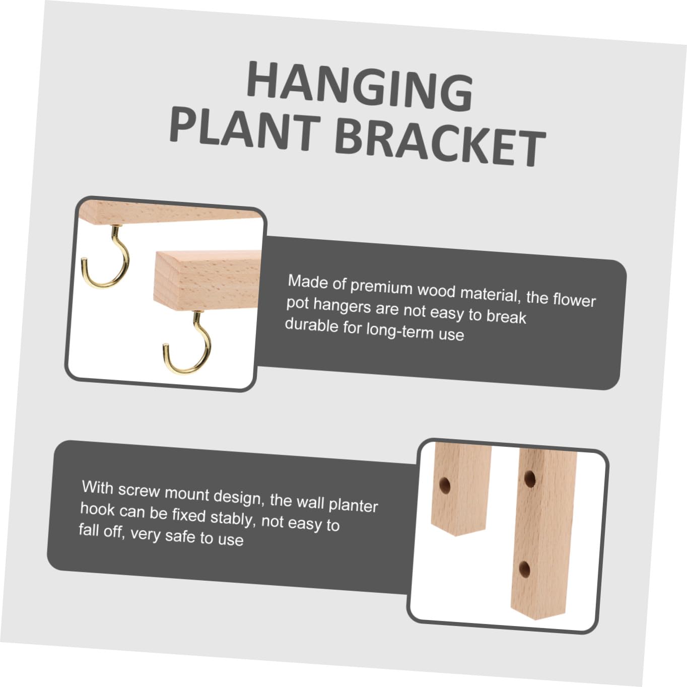 Abaodam 2pcs Wooden Wall Hooks for Hanging Plant Brackets Outdoor Garden Hanger for Bird Feeders Wind Chimes and Lanterns Patio Décor