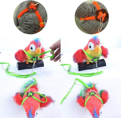 Adjustable Harness Leash for Birds 2Pack Nylon Anti-bite Outdoor Training Walking Control Rope for Parrot African Grey Cockatoo Macaw Ringneck Parakeet Cockatiel Reptile Lizard (Orange+Pink)