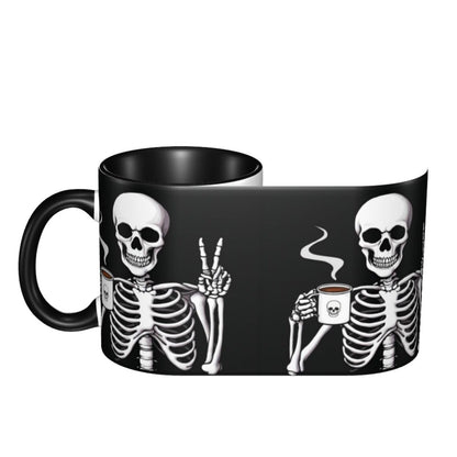 Yamegoun Skull Coffee Mug 11oz Ceramic Tea Cup Kitchen Decor Microwave Safe for Office and Home Novelty Christmas Gifts for Men Women