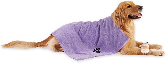 Bone Dry Pet Grooming Microfiber Towel, Embroidered Collection, X-Large,41x23.5, Lavender (Pack of 12)