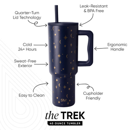 Simple Modern Halloween 40 oz Trek Tumbler with Handle and Straw Lid | Cup Holder Friendly Insulated Stainless Steel Travel Mug | Blue Lunar Night