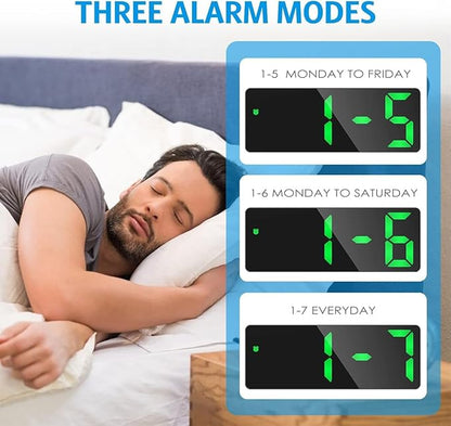 AMIR Alarm Clock, LED Clock for Bedroom, Electronic Desktop Clock with Temperature Display, Adjustable Brightness, 12/24H Display for Home (Plug Not Included)