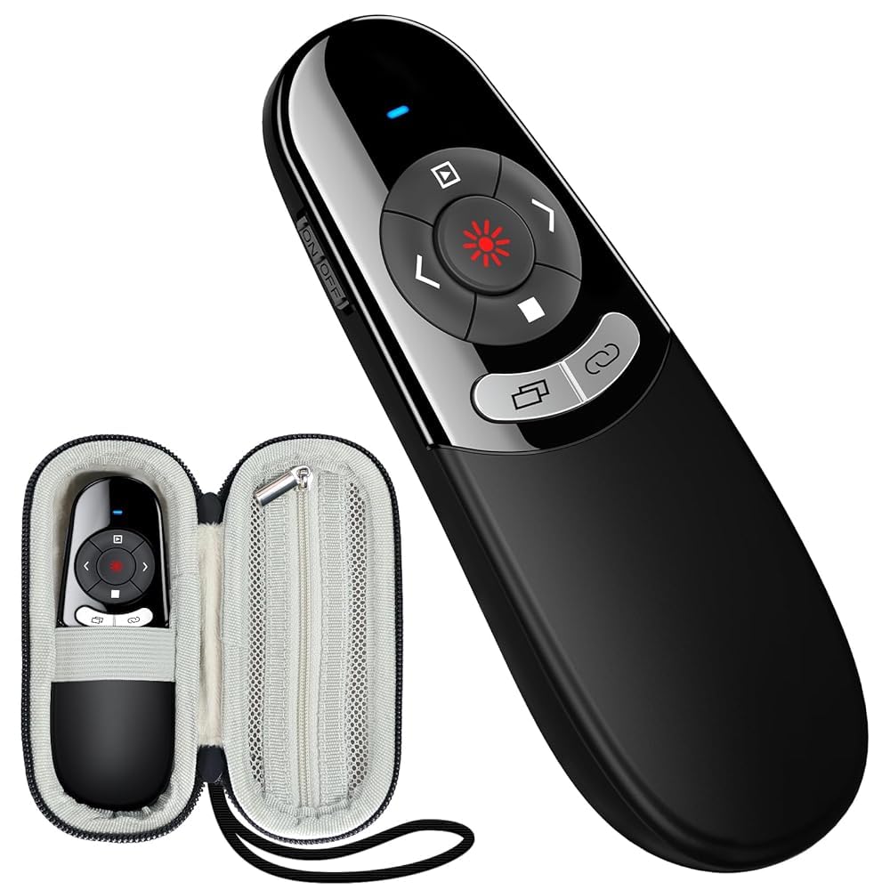 2 in 1 Type C USB Presentation Clicker with Carry Bag, Wireless Presenter Remote PowerPoint Clicker for Computer Presentations, Slide Advancer for Mac Laptop