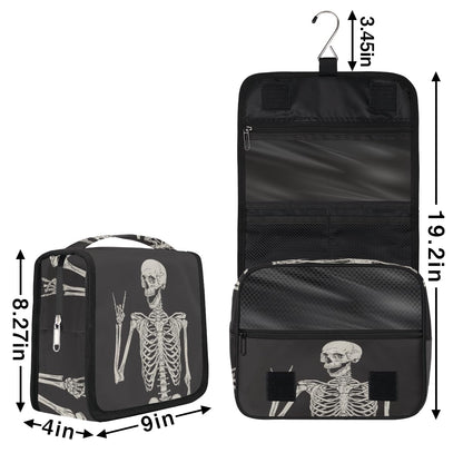 AUUXVA Hanging Toiletry Bag for Women, Halloween Skeleton Makeup Bag, Day of the Dead Cosmetic Bag, Travel Essentials for Women Men