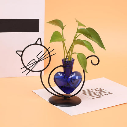 Plant Terrarium Plants Propagation Station Cat Lover Gifts for Women Home Office Decor Cat Desk Accessories