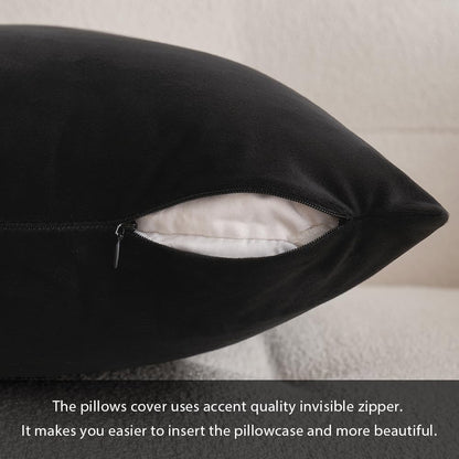 MIULEE Velvet Pillow Cover Soft Luxury Decorative Throw Pillow Cover Eruo Sham Single Rectangle Cushion Case for Couch Sofa Bedroom Car Decor,24x24 Inch Black