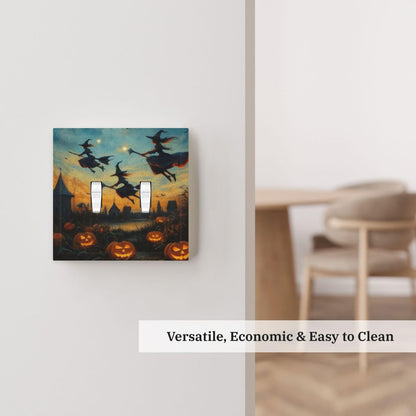 Decorative Art Light Switch Covers Halloween Sky 2 Gang Double Toggle Wall Plate Decorative Switchcover Electrical Switchplate for Home Decor