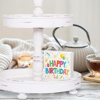 3 PCs Birthday Decorations Wooden Box Sign, Happy Birthday Sign Party Decorations for Friends Daughter Son, Rustic Country Wooden Signs, Living Room Bedroom Desk Tiered Tray Decor Supplies