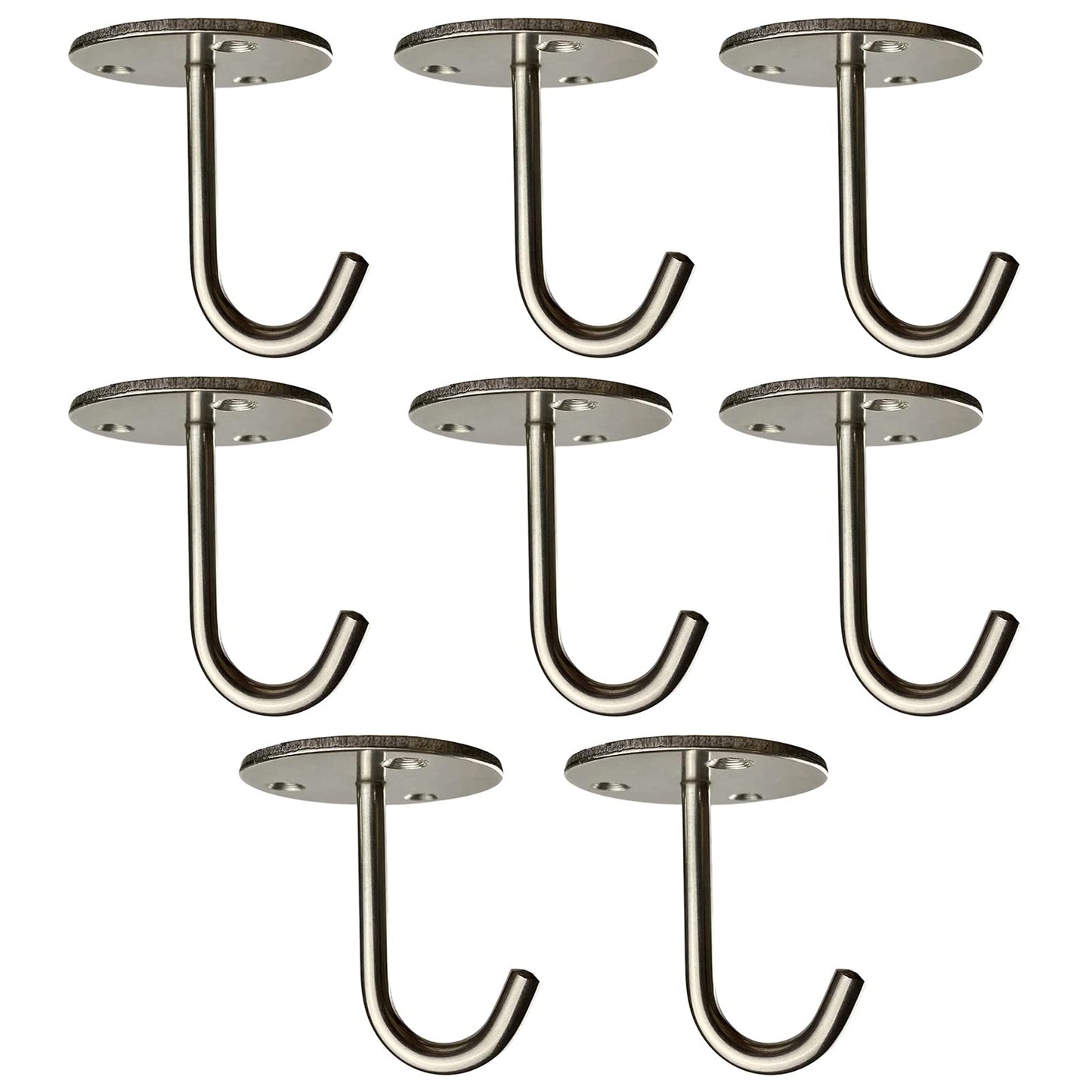 MIMOBEI Stainless Steel Heavy Duty Ceiling Hooks - 60LBS Load Bearing, No Drill for Wood - Wall/Ceiling Mount Hooks for Kitchen, Garage - Hang Pots, Tools, Plants, Projector Screens