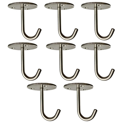 MIMOBEI Stainless Steel Heavy Duty Ceiling Hooks - 60LBS Load Bearing, No Drill for Wood - Wall/Ceiling Mount Hooks for Kitchen, Garage - Hang Pots, Tools, Plants, Projector Screens