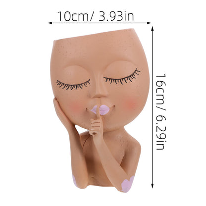TOYANDONA Resin Face Flower Pot Planter for Indoor Plants, Unique Succulent Plant Container with Fun Design, Decorative Garden Pot for Home and Office Use