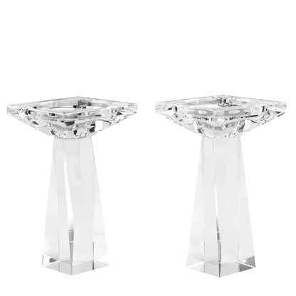 Kitcom Crystal Taper/Pillar Candle Holders Set of 2, 6.3 Inches Height, Table Centerpieces for Home Decor Wedding, Clear