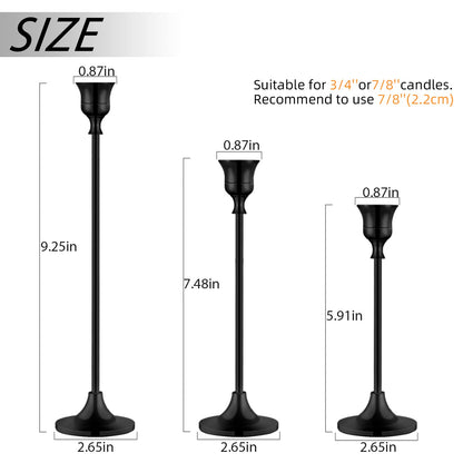 Candlestick Holders,Taper Candle Holder for Candlesticks Black Candelabra Candle Holders Vintage Candle Stick Candle Holder for Fireplace Party Dining Home