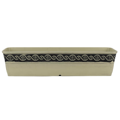 Classic Home and Garden Corinthian Resin Flower Pot Rectangle Planter, Concrete Grey, 18"