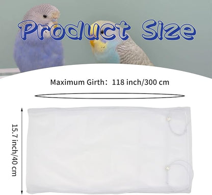 Daoeny 2Pcs Large Bird Cage Cover, Adjustable Parrot Nylon Airy Soft Mesh Net, Universal Seed Feather Catcher, Birdcage Cover Skirt Sheer Guard for Parakeet Macaw Round Square Cages