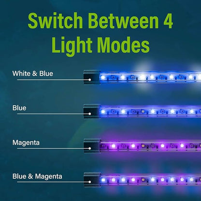 GloFish 10-Inch LED Light Sticks for Fish Aquariums Up to 75 Gallons, 2 Count, with White, Blue and Magenta LED Lights