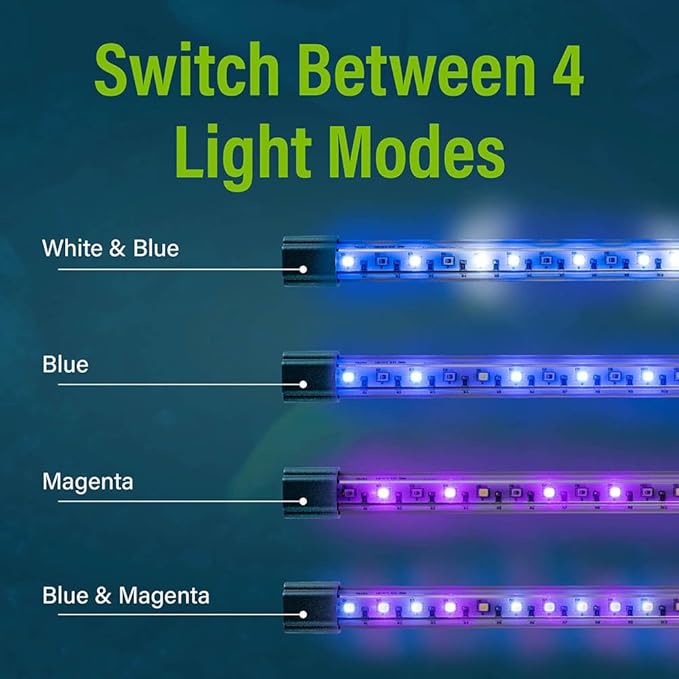 GloFish 8-Inch LED Light Stick for Fish Aquariums Up to 5 Gallons, 1 Count, with White, Blue and Magenta LED Lights
