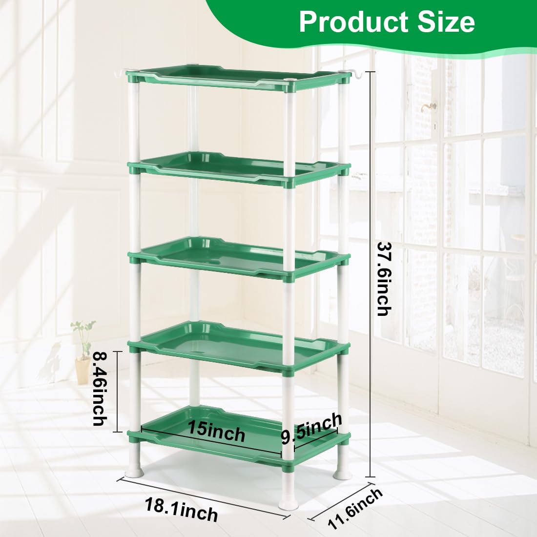 RooTrimmer 5-Tier Seed Starter Tray, Plant Stand Designed for Cell Trays and Small Pots for Gardening Indoor Outdoor Growing (Blue)