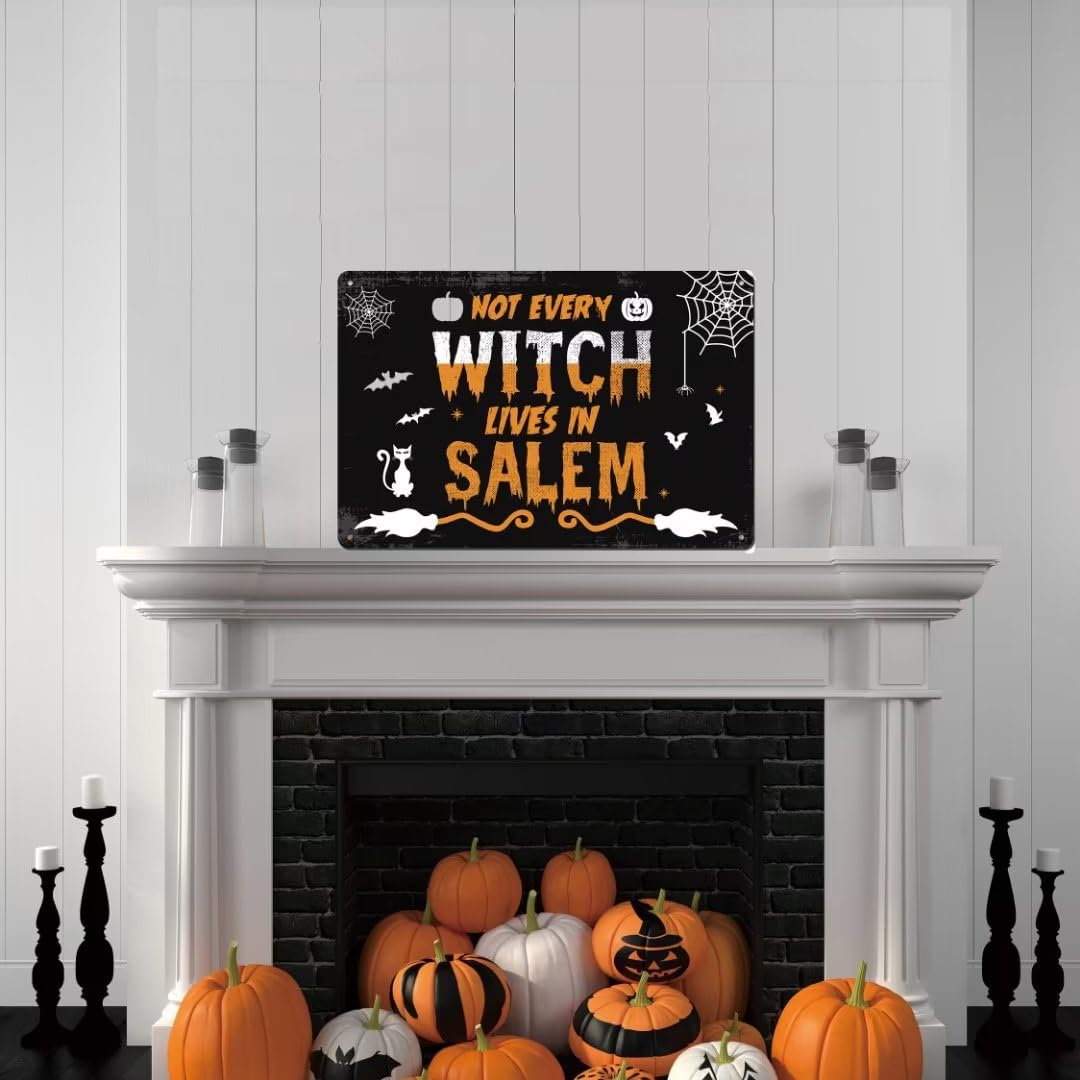 bivrten Halloween Garden Sign Not All Witches Live in Salem - Halloween Theme Holiday Farmhouse Patio Yard Outdoor Party Decor Witch Garden Decor Kitchen Witch Decor Halloween Party Decor 12x8 Inch