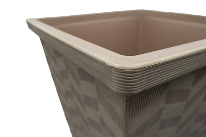 The HC Companies Borden 21" Tall Planter for Outdoor Plants - Lightweight Plastic Plant Pot with Drainage Hole and Plugs for Front Porch, Deck, Patio and Home, Maple